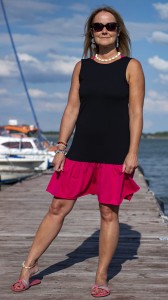 SUKIENKA ANANDA MIDI BLACK & PINK