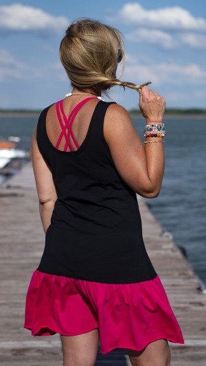 SUKIENKA ANANDA MIDI BLACK & PINK